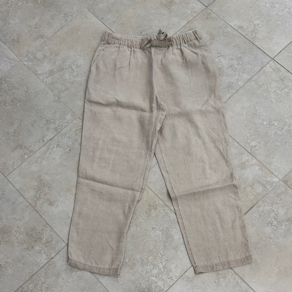 Mango Beige Ankle Pants 100% Linen